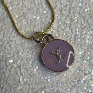 LV Gold Purple Lilac Round Circle 16” Necklace